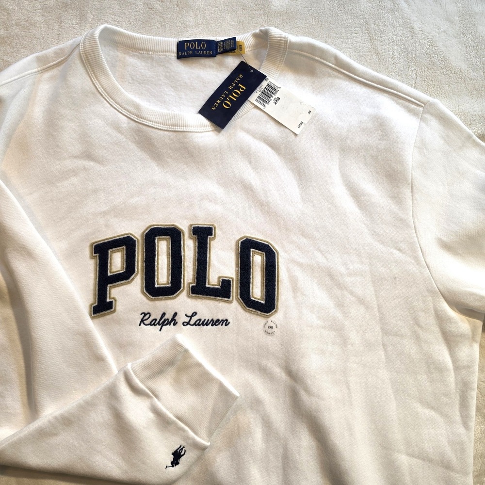 POLO RALPH LAUREN Mens 2XB White Embroidered Sweatshirt NWT! - $168